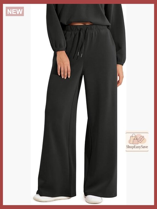 Pants - Ultra Soft Modal Extra Wide Leg Pants with Pockets Drawstring High Waist